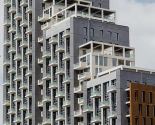 Modern apartment buildings with stepped terraces